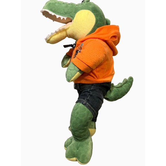 Build-A-Bear Workshop Green Alligator Plush Toy With Orange Hoodie & Denim Jeans - Picture 4 of 10